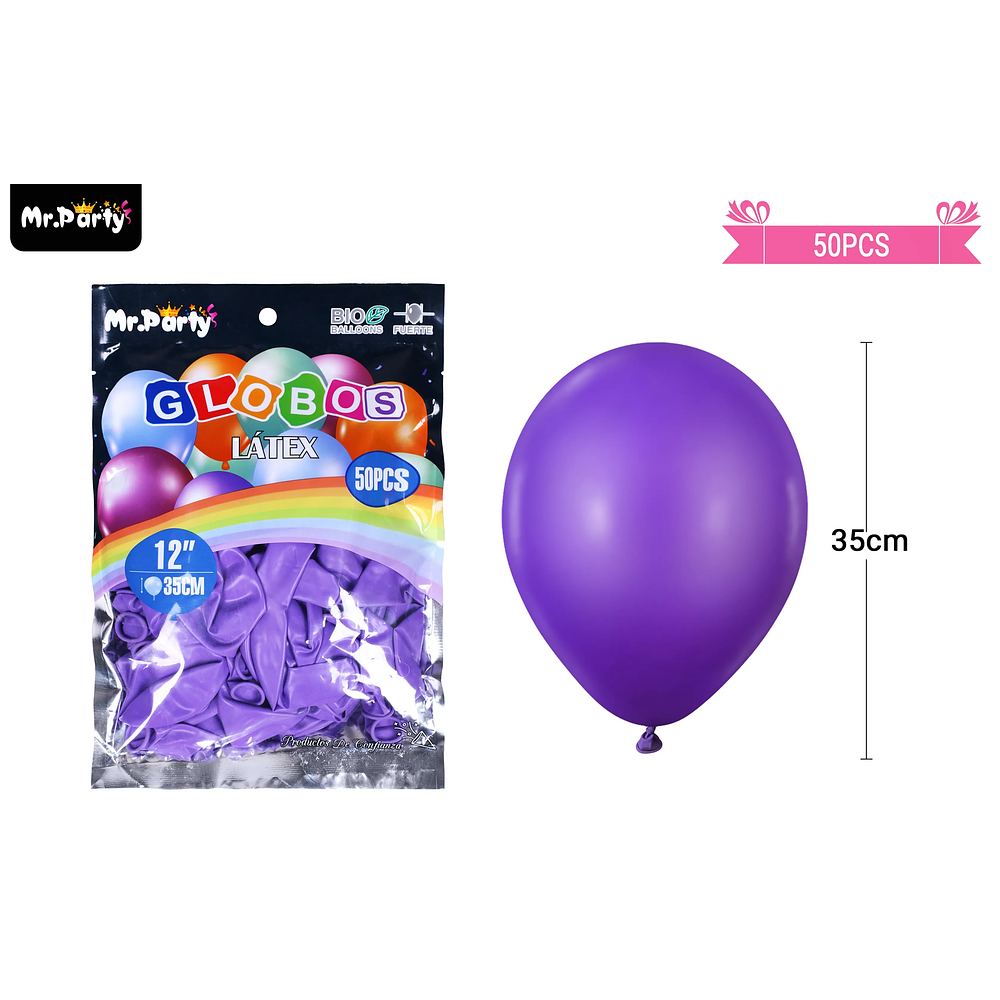 Globo látex verde mate 35cm 50pcs