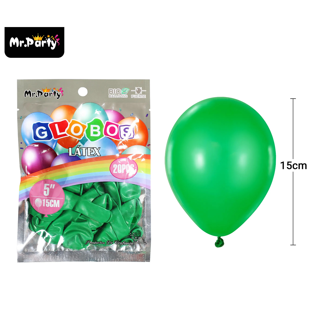 Globos de látex verde mate 15cm 20pcs
