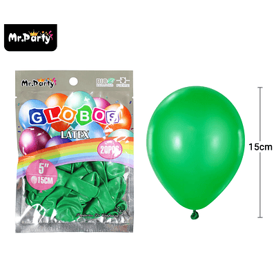 Globos de látex verde mate 15cm 20pcs