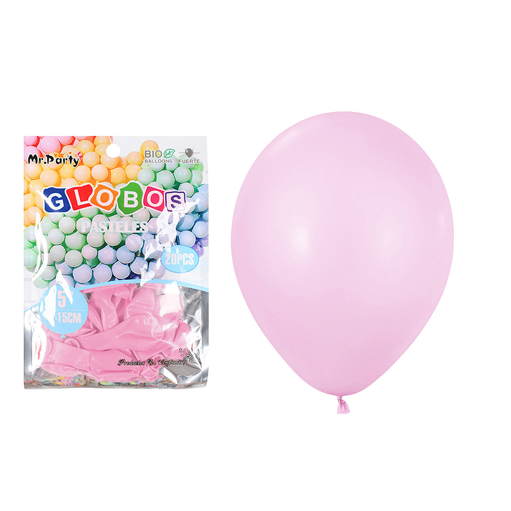 Globos de látex color pastel rosado 15cm 20pcs