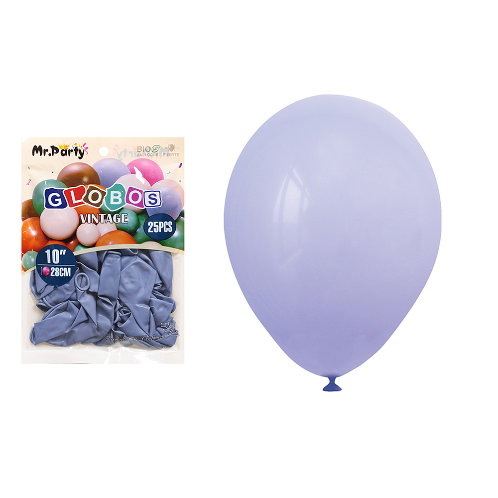Globos vintage retro de látex azul grisáceo morado 28cm 25pcs