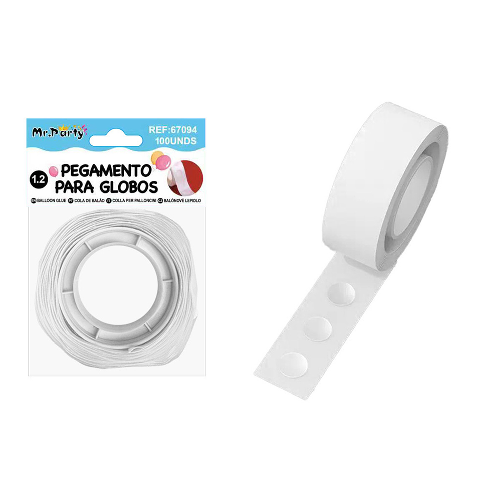 Rollo de puntos de pegamentos para globos transparentes 1.2cm 100pcs