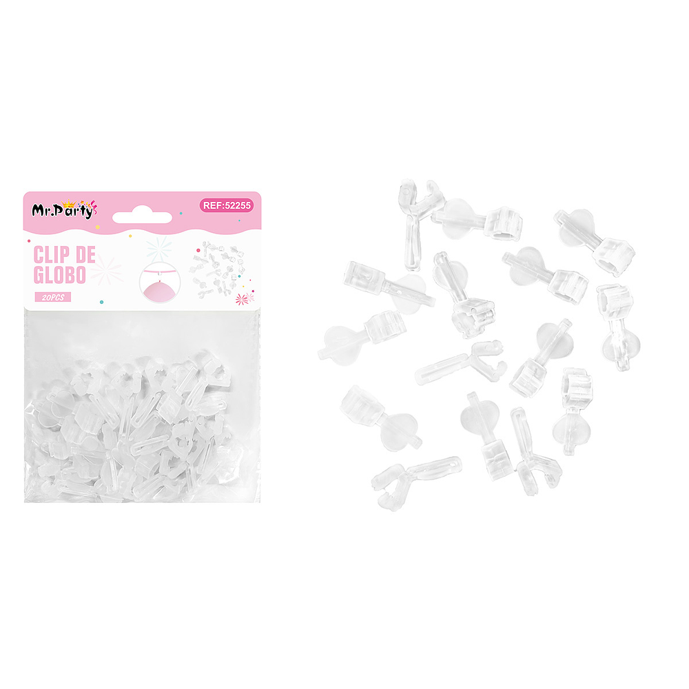 Clip transparente para globos en forma de corazón 20pcs
