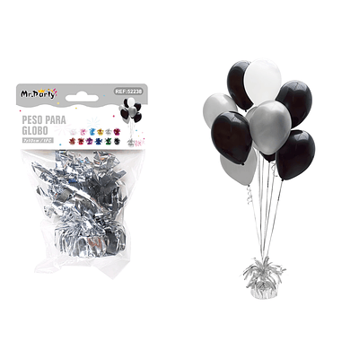 Peso de globo decorativo con borlas plateado