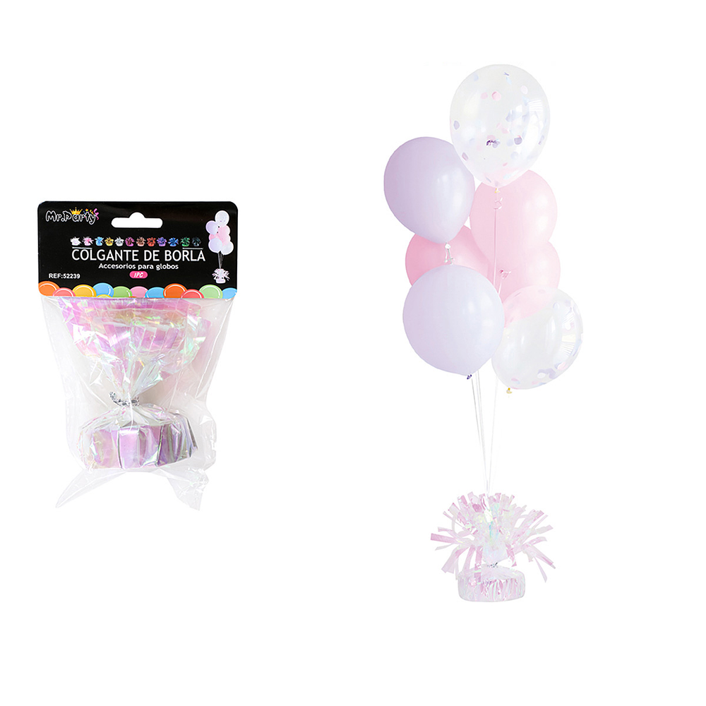 Peso de globo decorativo con borlas color tornasol