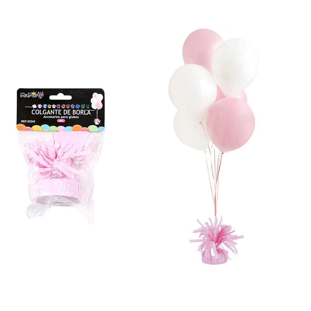 Peso de globo decorativo con borlas rosado macarrón