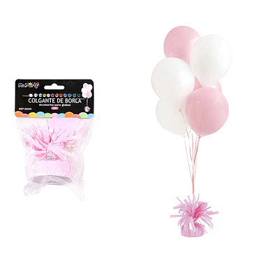 Peso de globo decorativo con borlas rosado macarrón