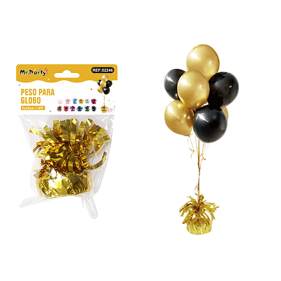 Peso de globo decorativo con borlas dorado