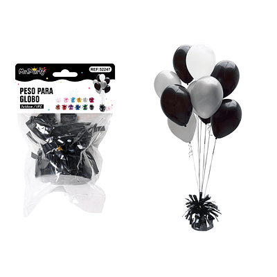Peso de globo decorativo con borlas negro