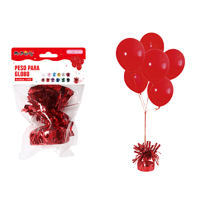 Peso de globo decorativo con borlas rojo