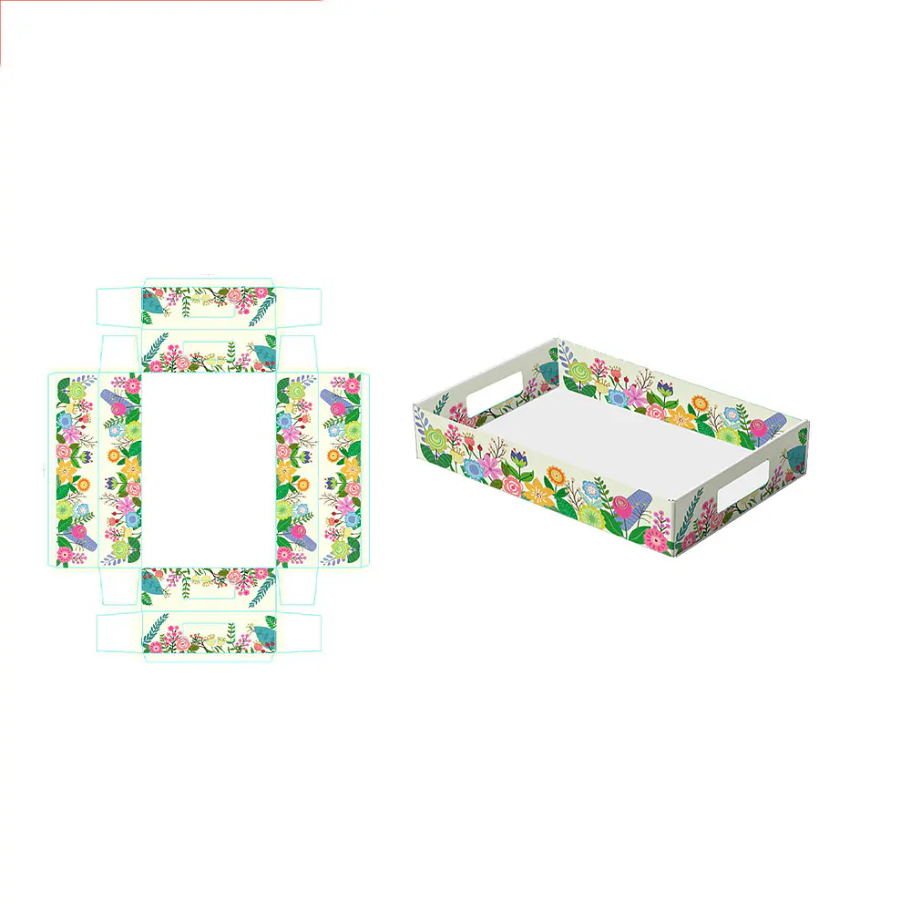 Caja de regalo plegable diseño flores 32*22*7cm 6pcs