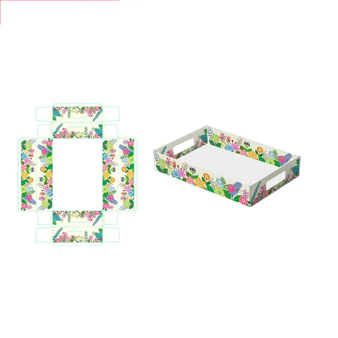Caja de regalo plegable diseño flores 32*22*7cm 6pcs 1
