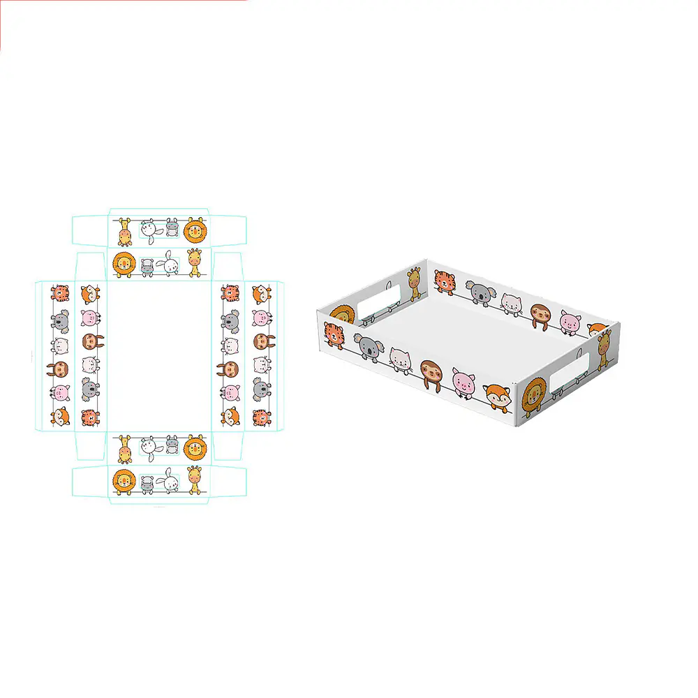 Caja de regalo plegable diseño zoológico 32*22*7cm 6pcs