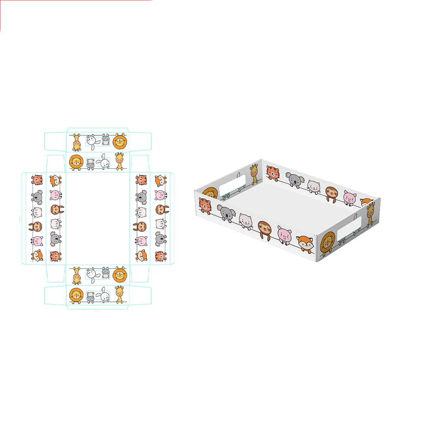 Caja de regalo plegable diseño zoológico 32*22*7cm 6pcs 1