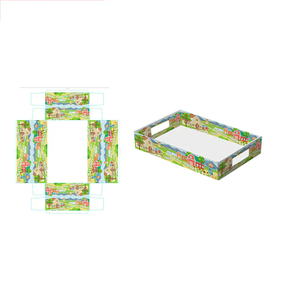 Caja de regalo plegable diseño la granja 32*22*7cm 6pcs