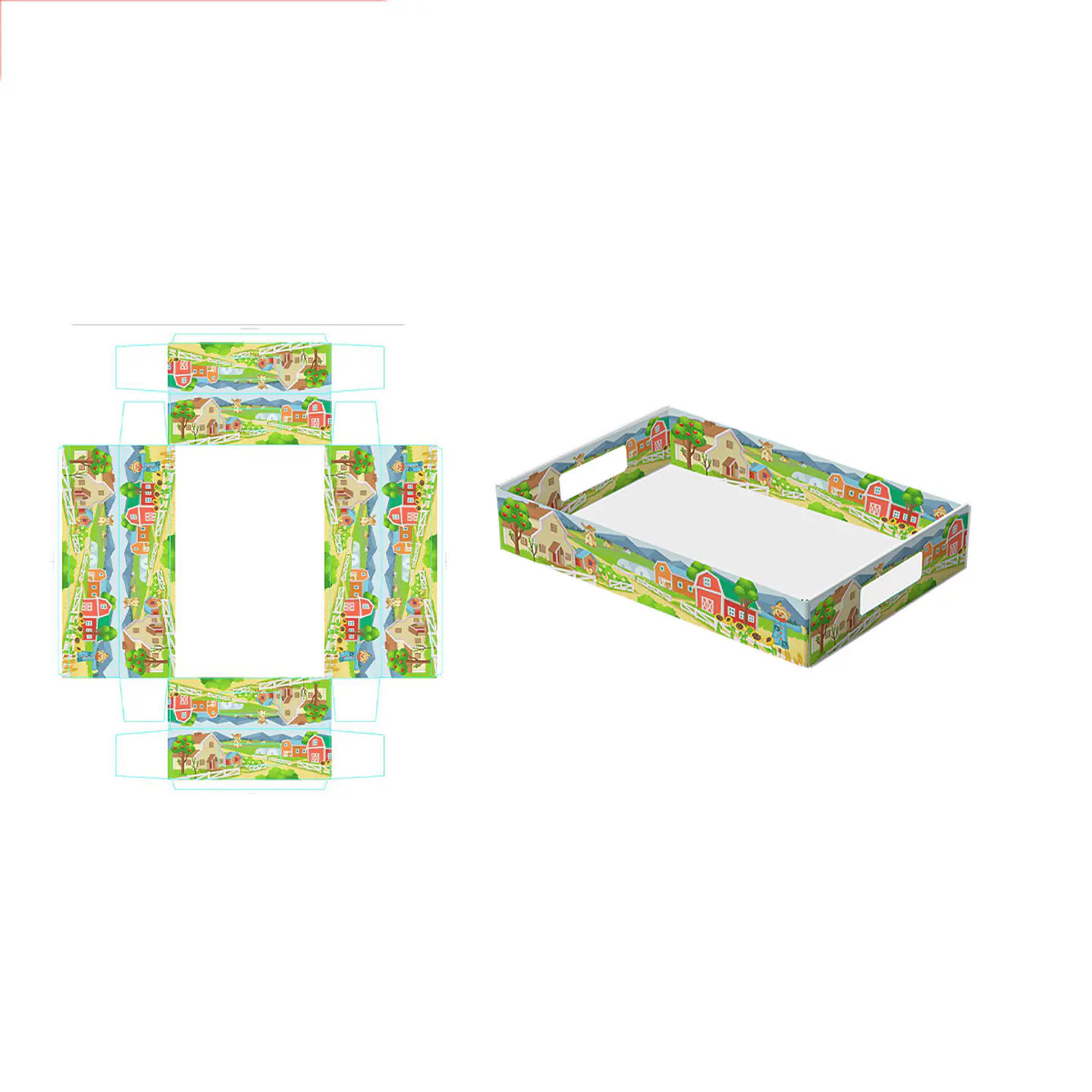Caja de regalo plegable diseño la granja 32*22*7cm 6pcs 1