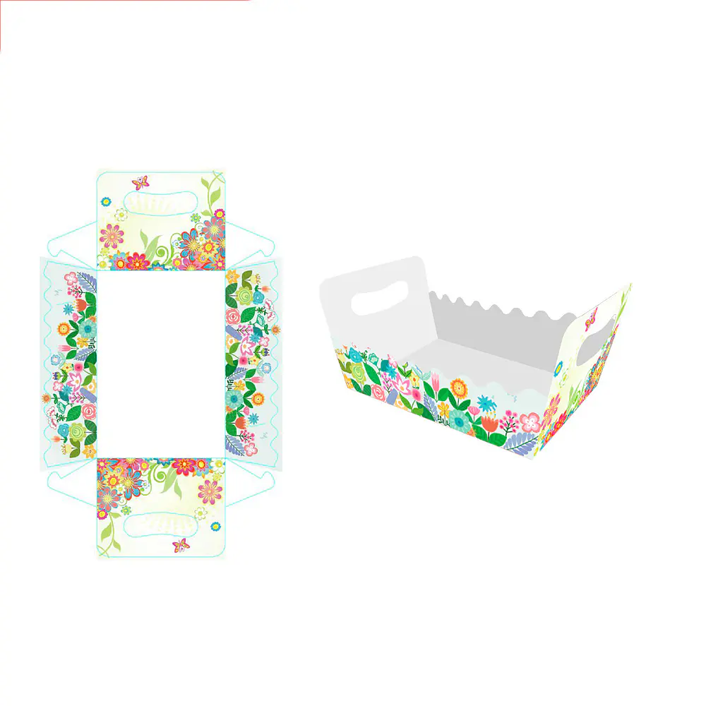 Caja de regalo plegable diseño flores 19*13*10cm 6pcs