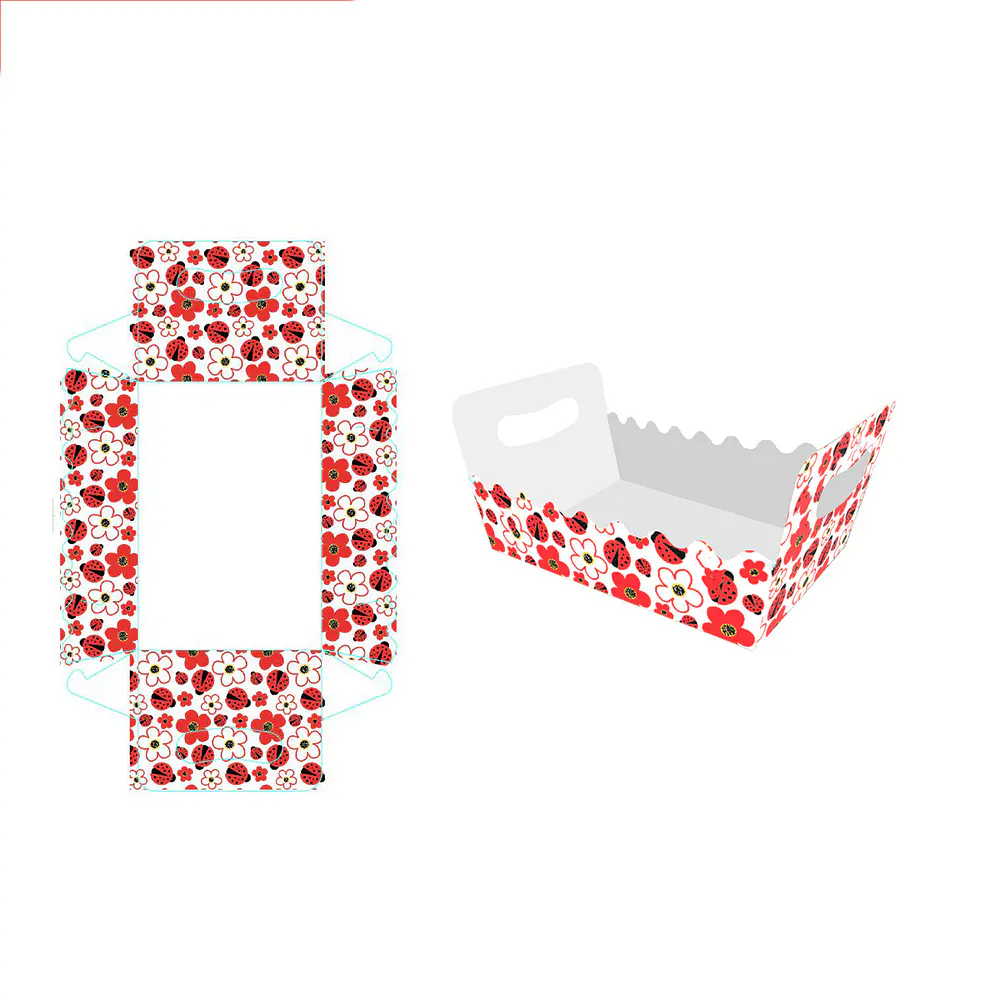 Caja de regalo plegable diseño mariquita y flores 19*13*10cm 6pcs