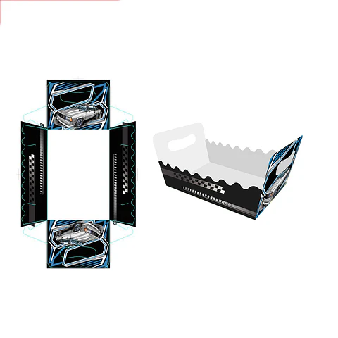Caja de regalo plegable diseño pista de coches 19*13*10cm 6pcs