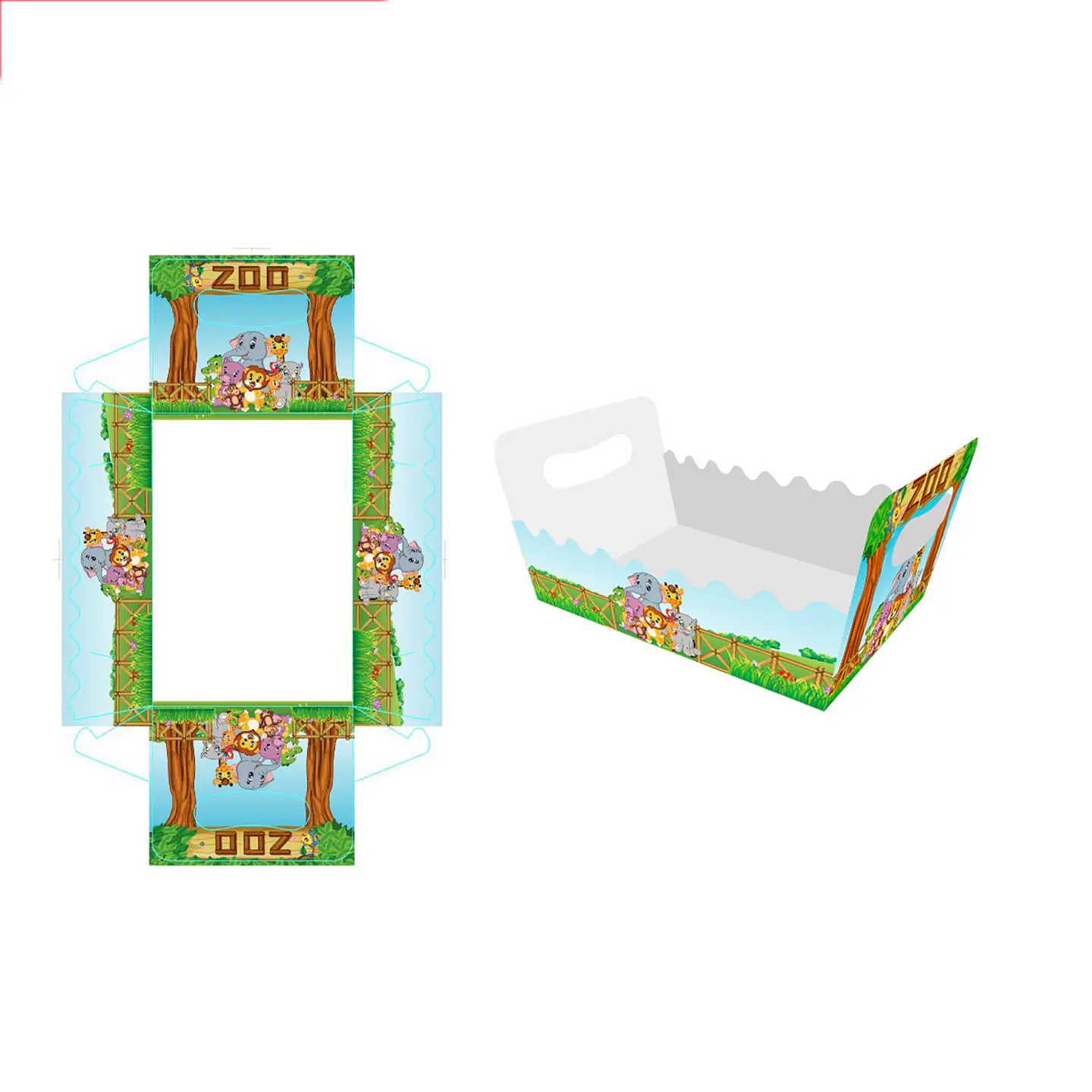 Caja de regalo plegable diseño zoológico 19*13*10cm 6pcs 1