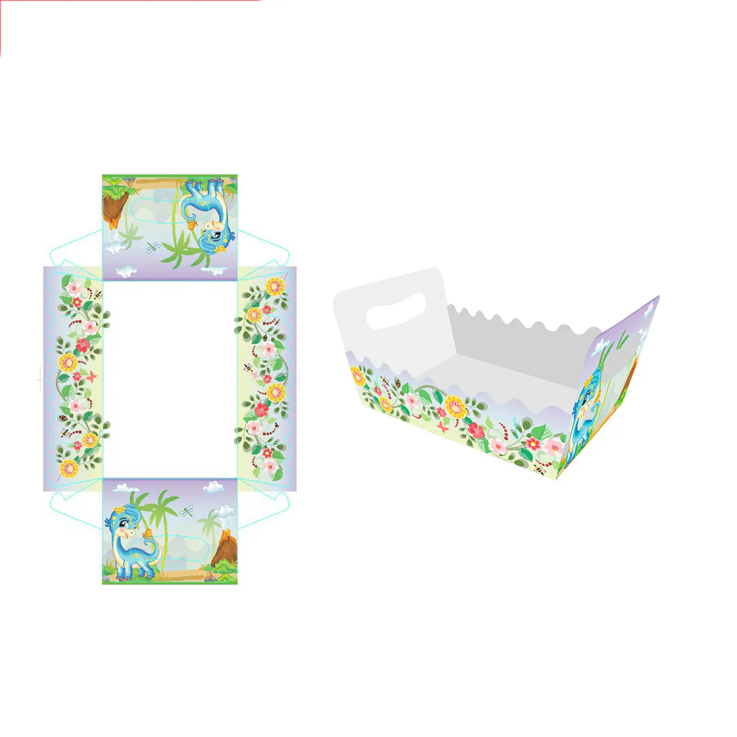 Caja de regalo plegable diseño dinosaurio 19*13*10cm 6pcs 1