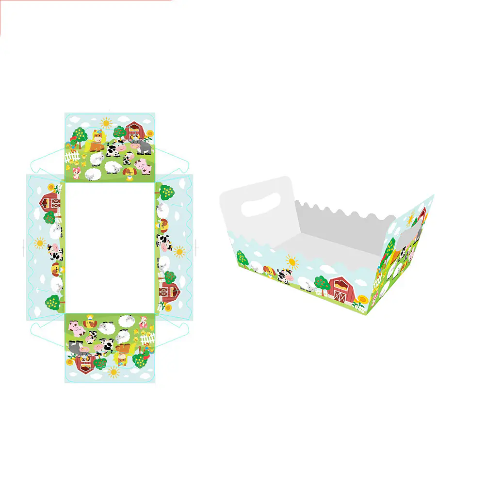 Caja de regalo plegable diseño la granja 19*13*10cm 6pcs