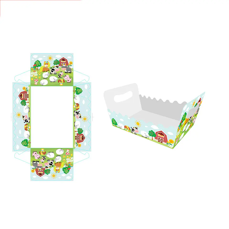 Caja de regalo plegable diseño la granja 19*13*10cm 6pcs 1