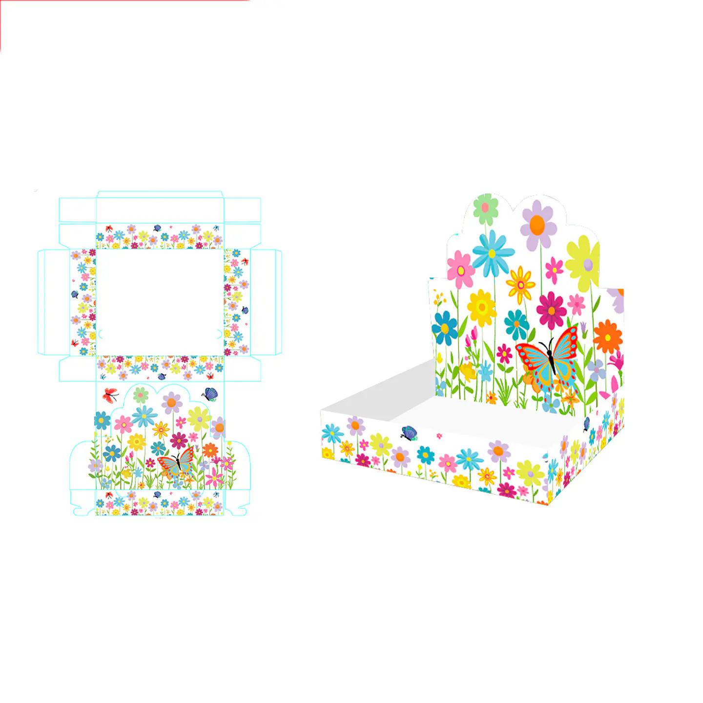 Caja de regalo plegable diseño flores 30*25*6cm 6pcs 1
