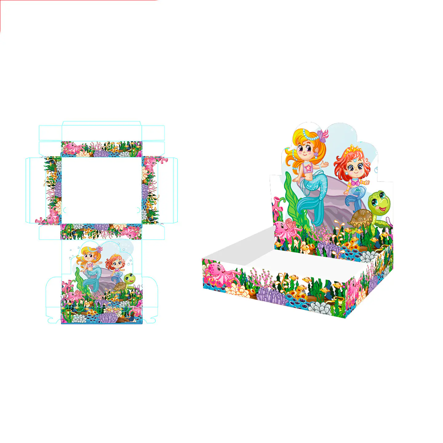 Caja de regalo plegable diseño sirena 30*25*6cm 6pcs 1