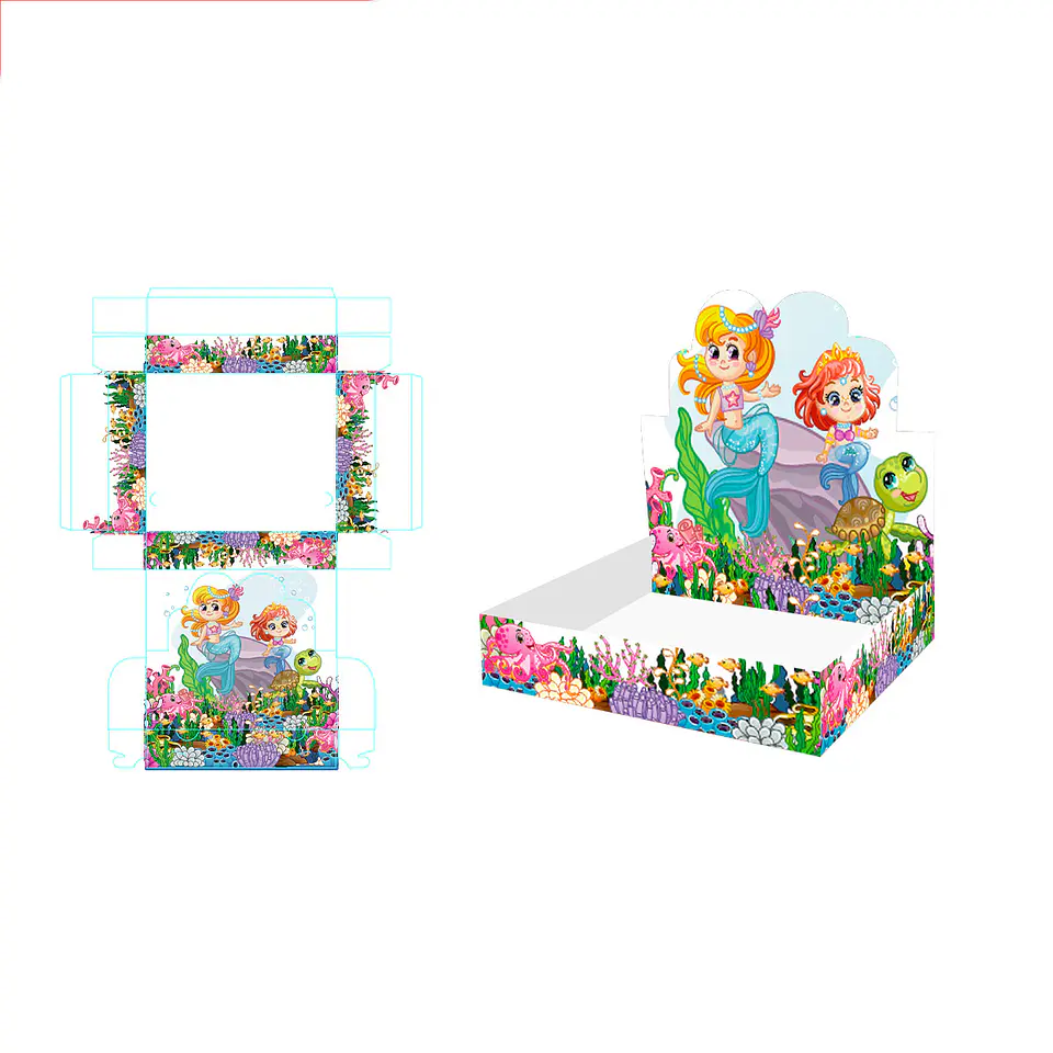 Caja de regalo plegable diseño sirena 30*25*6cm 6pcs 1