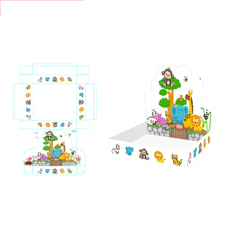 Caja de regalo plegable diseño zoológico 30*25*6cm 6pcs