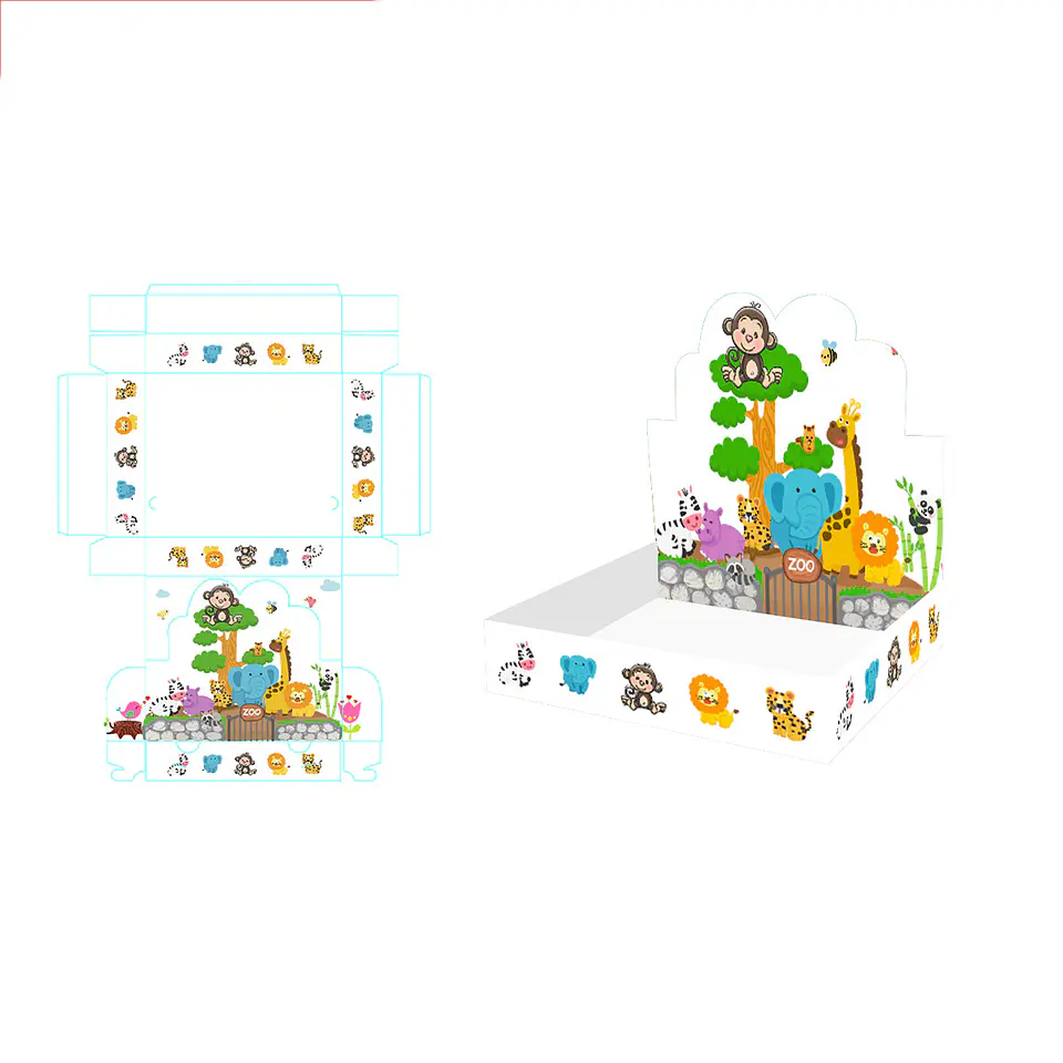Caja de regalo plegable diseño zoológico 30*25*6cm 6pcs 1