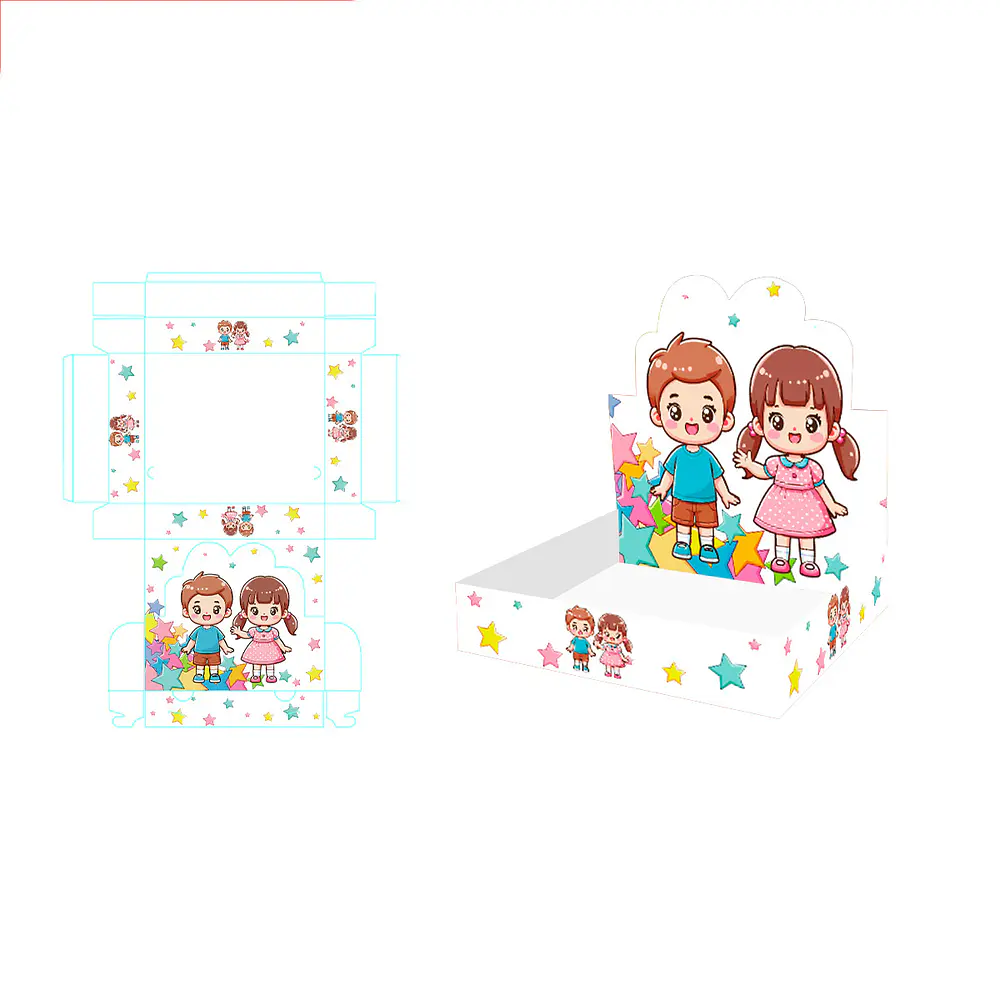 Caja de regalo plegable diseño niño y niña 30*25*6cm 6pcs