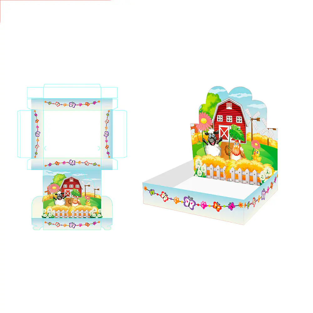 Caja de regalo plegable diseño la granja 30*25*6cm 6pcs