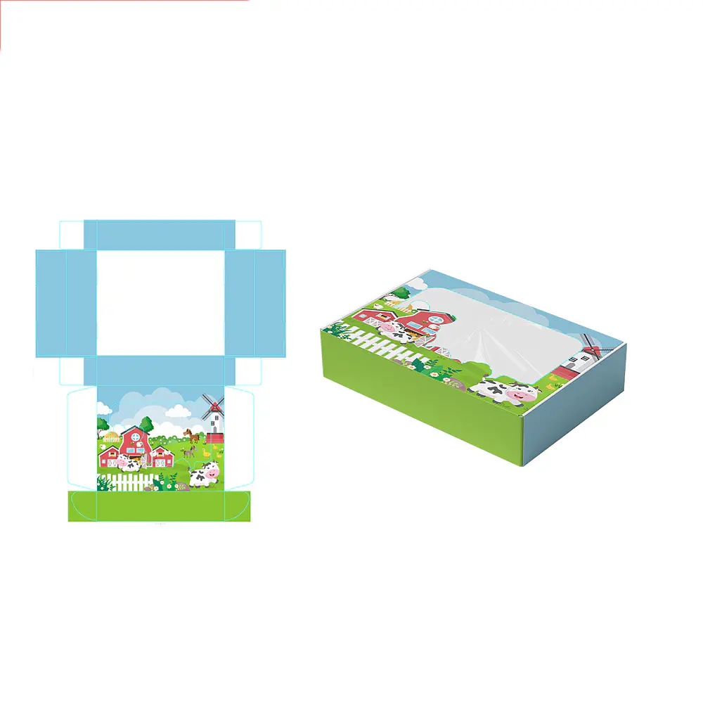 Caja de regalo plegable diseño la granja 28*23*6.5cm 6pcs