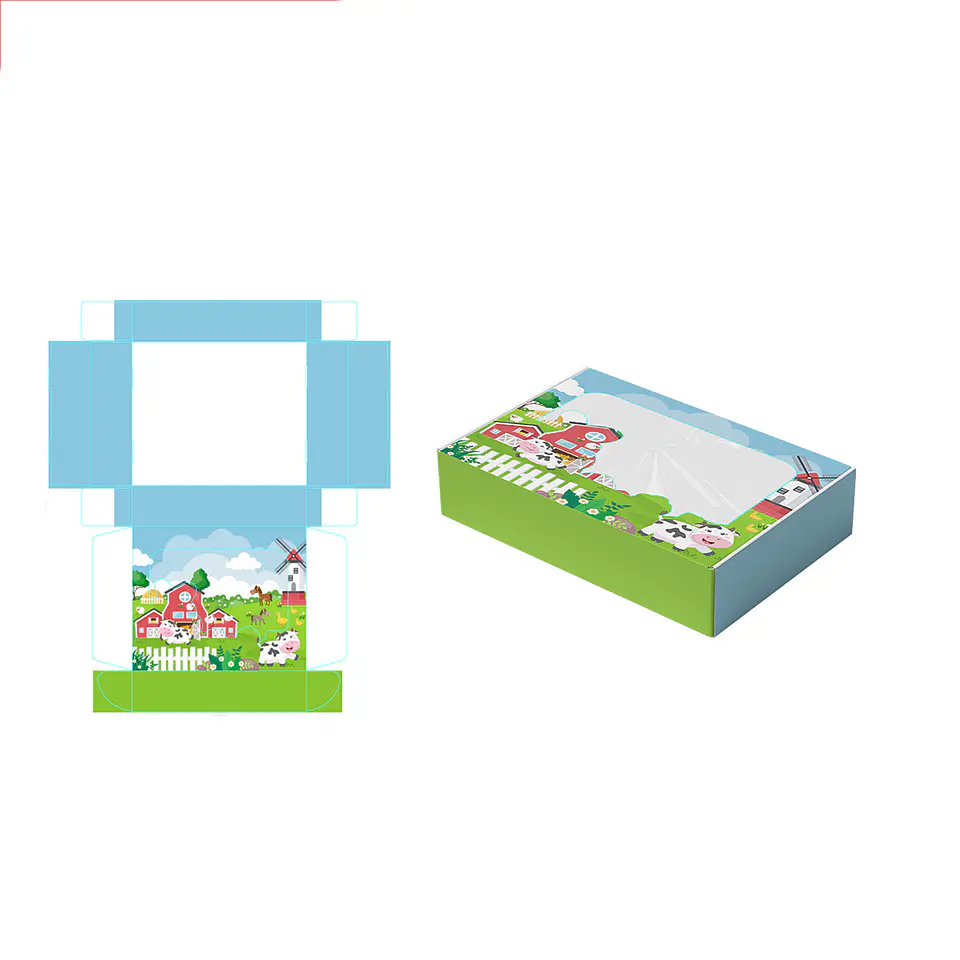 Caja de regalo plegable diseño la granja 28*23*6.5cm 6pcs 1