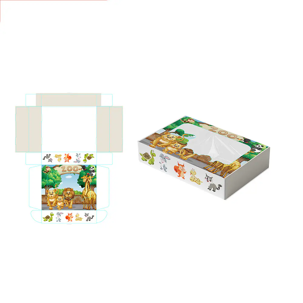 Caja de regalo plegable diseño zoológico 28*23*6.5cm 6pcs