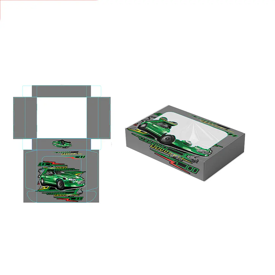 Caja de regalo plegable diseño coches 28*23*6.5cm 6pcs 1