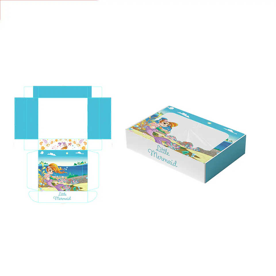 Caja de regalo plegable diseño sirena 28*23*6.5cm 6pcs 1