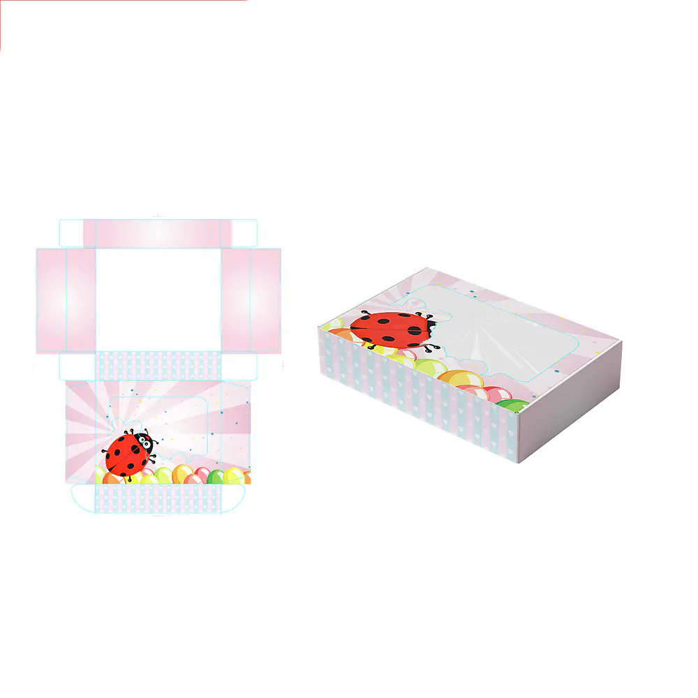 Caja de regalo plegable diseño mariquita 28*23*6.5cm 6pcs