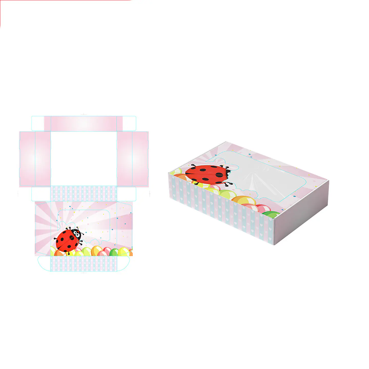 Caja de regalo plegable diseño mariquita 28*23*6.5cm 6pcs 1