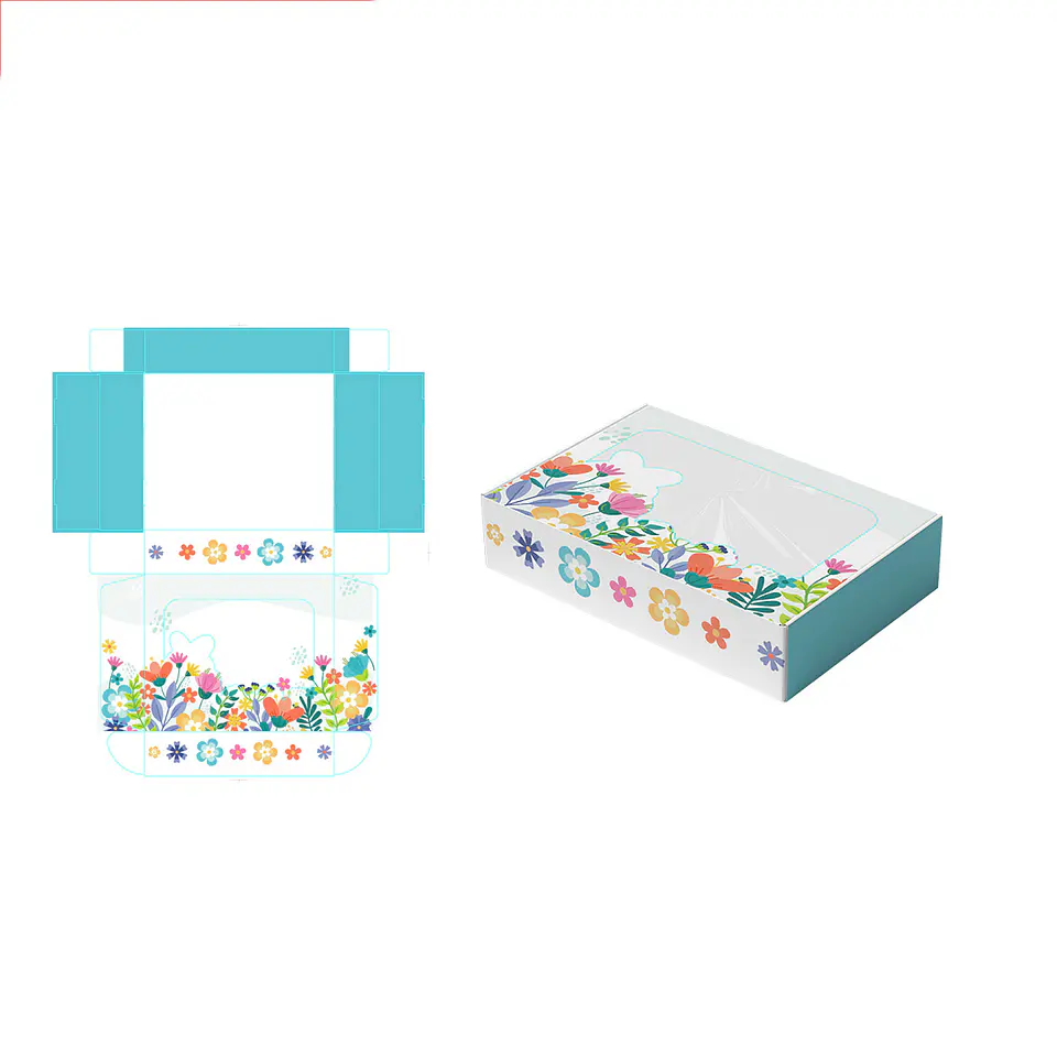 Caja de regalo plegable diseño flores 28*23*6.5cm 6pcs 1