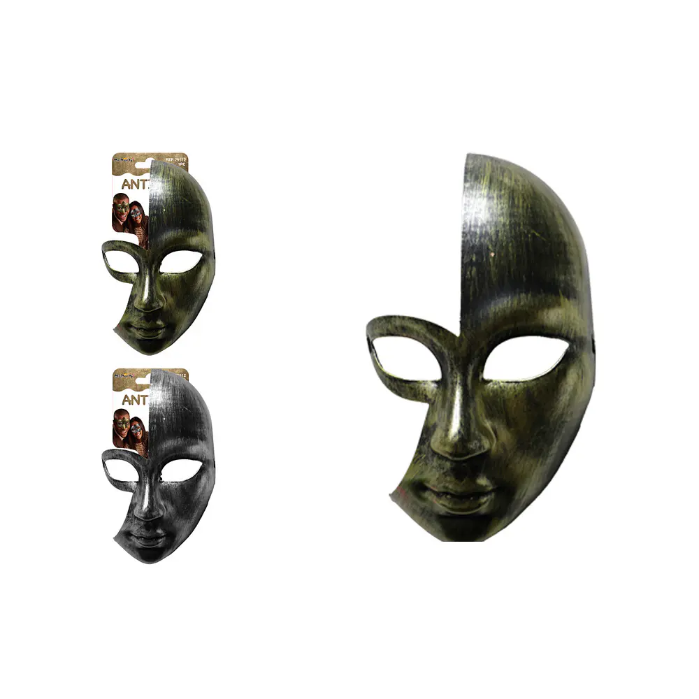 Antifaz de fiesta media cara bronce antiguo 15*25cm Color Aleatorio