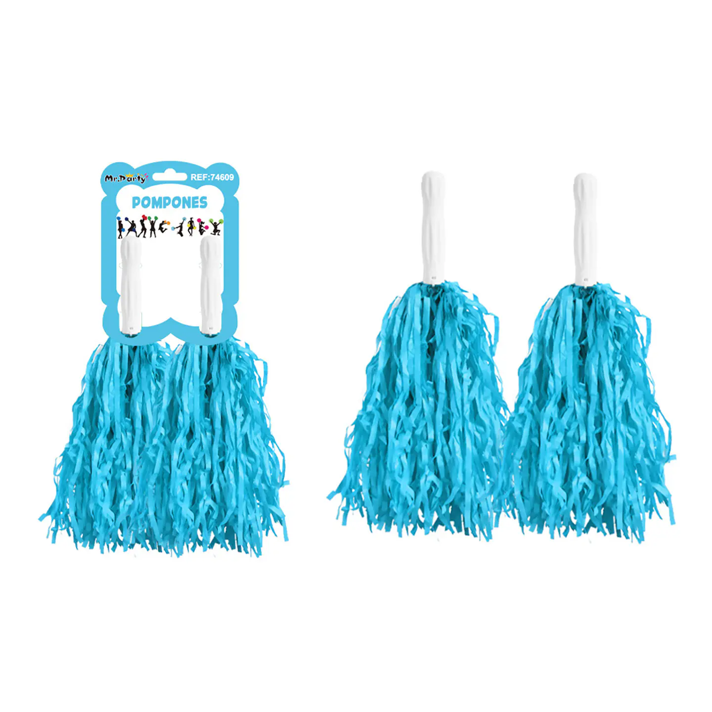 Pompones cheerleading color macaron azul claro 30g*2pcs 1