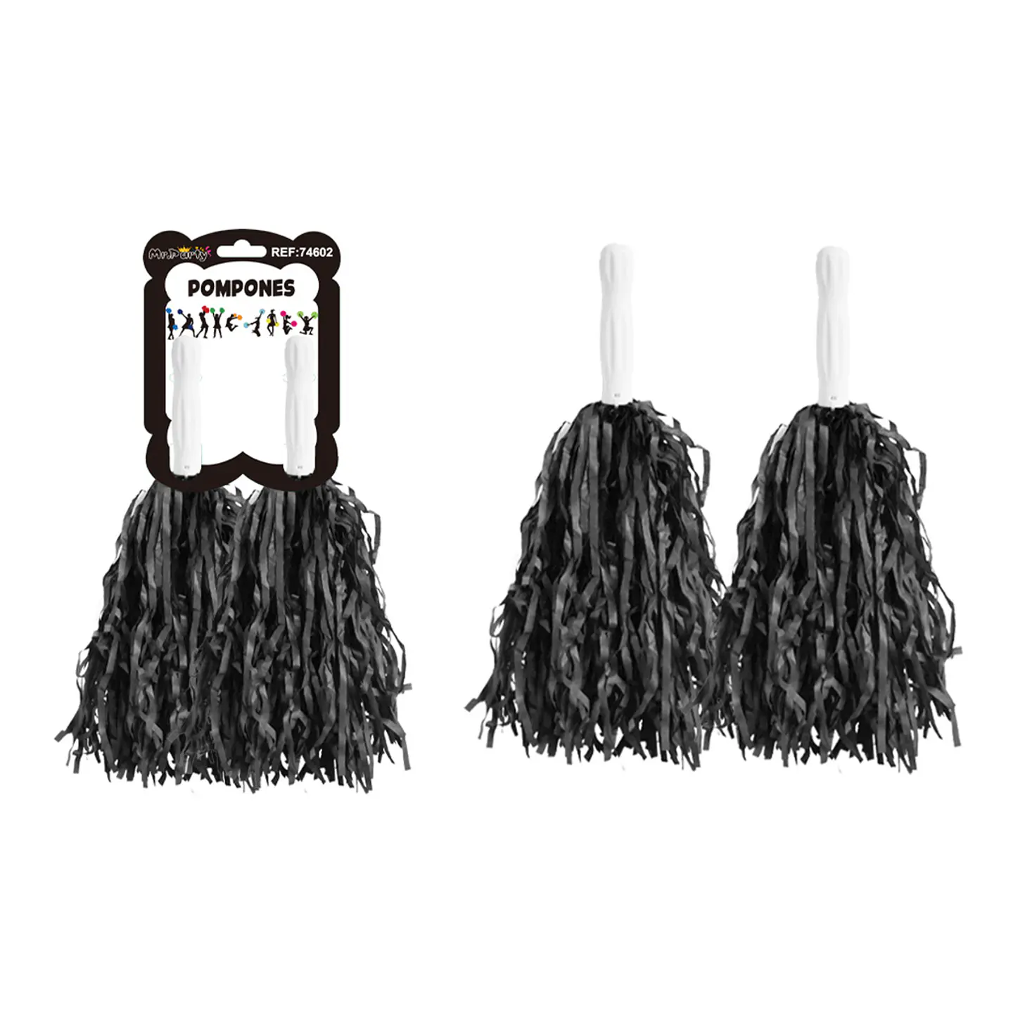 Pompones cheerleading color macaron negro 30g*2pcs 1
