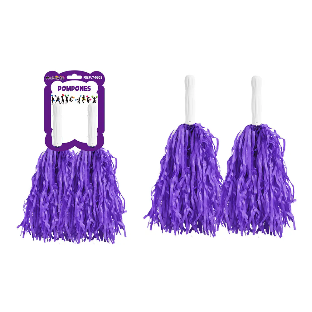 Pompones cheerleading color macaron morado oscuro 30g*2pcs