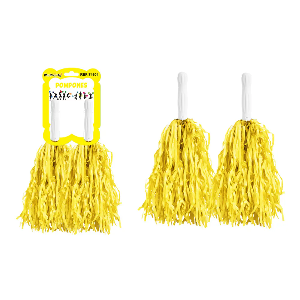 Pompones cheerleading color macaron amarillo limón 30g*2pcs
