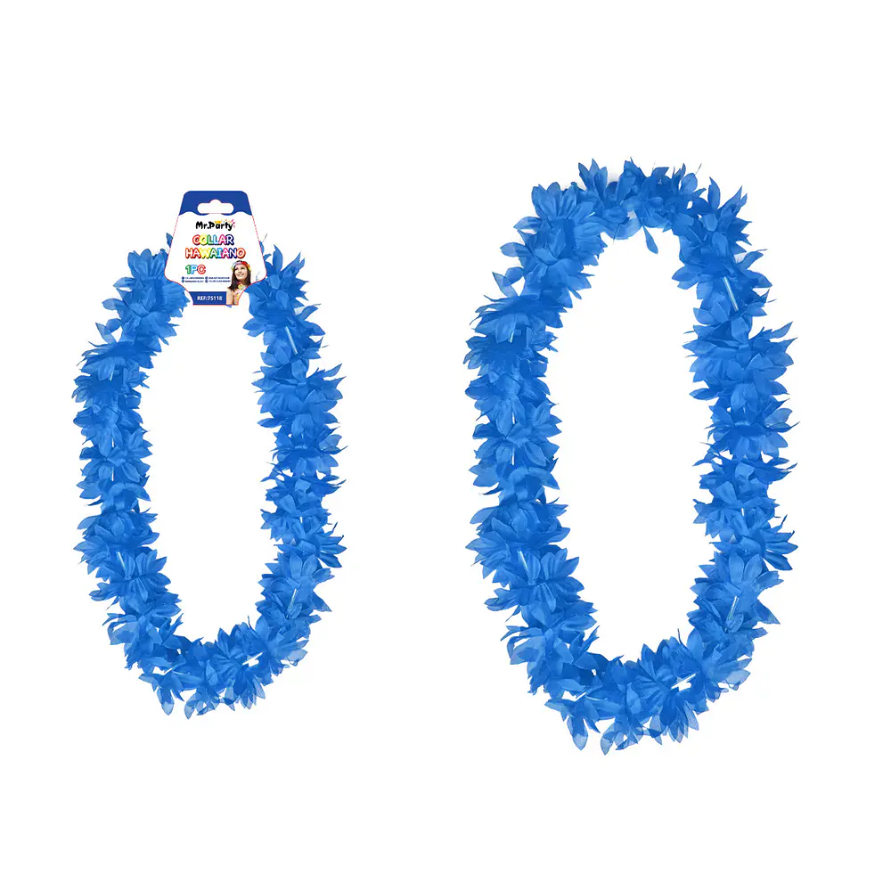 Collar hawaiano pétalo de margarita azul