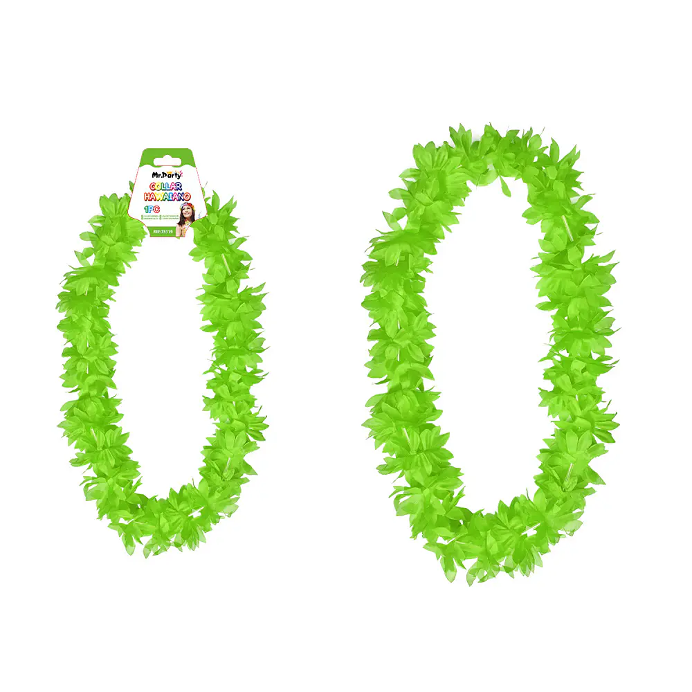 Collar hawaiano pétalo de margarita verde