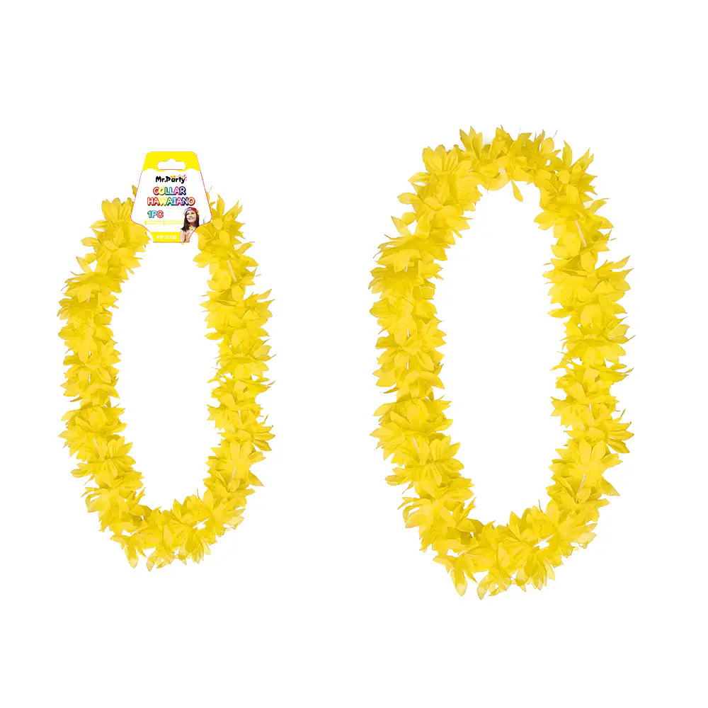 Collar hawaiano pétalo de margarita amarillo